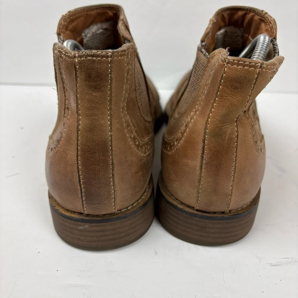 Steve Madden Paxton Men's Brown Leather Chelsea Boots Size 8 Burnished Toe